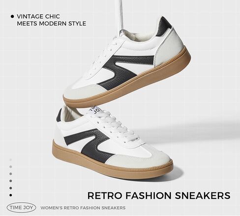 Women's Retro Sneakers Vintage Leather & Suede Patchwork Casual Shoes with Recyclable Material Insole Trendy Non-Slip Cushion for Streetwear & Daily Outfits in Saudi Arabia