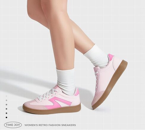 Women's Retro Sneakers Vintage Leather & Suede Patchwork Casual Shoes with Recyclable Material Insole Trendy Non-Slip Cushion for Streetwear & Daily Outfits in Saudi Arabia