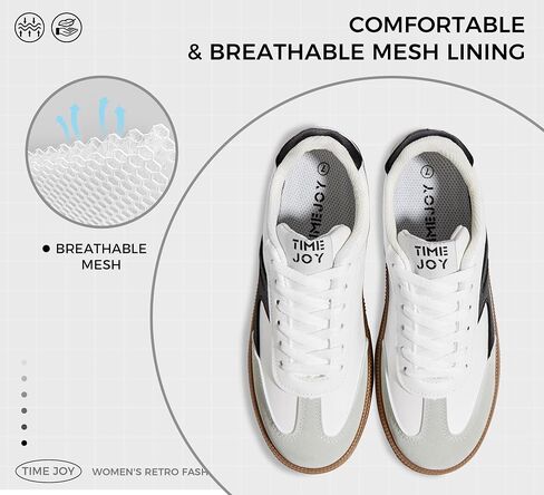 Women's Retro Sneakers Vintage Leather & Suede Patchwork Casual Shoes with Recyclable Material Insole Trendy Non-Slip Cushion for Streetwear & Daily Outfits in Saudi Arabia
