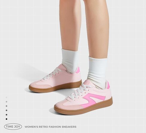 Women's Retro Sneakers Vintage Leather & Suede Patchwork Casual Shoes with Recyclable Material Insole Trendy Non-Slip Cushion for Streetwear & Daily Outfits in Saudi Arabia