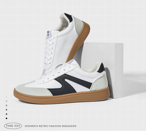 Women's Retro Sneakers Vintage Leather & Suede Patchwork Casual Shoes with Recyclable Material Insole Trendy Non-Slip Cushion for Streetwear & Daily Outfits in Saudi Arabia