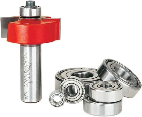 Freud Depth Rabbeting Bit with Interchangeable Bearings and Wrench for Furniture Makers, Cabinetmakers And Carpenters - 1/2" Height, 1-3/8" Dia., 2-1/4" Length, 1/2" Shank - 32-524 in Saudi Arabia