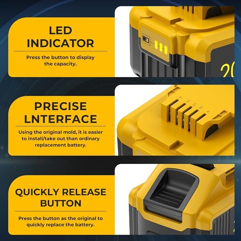 2 -pack 6.0AH 20V MAX LITHIUM -ion بطاريات DEWALT - استبدال DCB201 ، DCB200 ، DCB205 ، DCB206 ، DCB207 DEWALT بطارية - متوافقة مع أدوات البطارية DEWALT 20V MAX MAX in Saudi Arabia