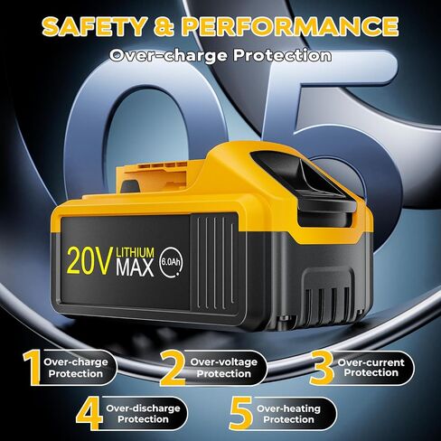 2 -pack 6.0AH 20V MAX LITHIUM -ion بطاريات DEWALT - استبدال DCB201 ، DCB200 ، DCB205 ، DCB206 ، DCB207 DEWALT بطارية - متوافقة مع أدوات البطارية DEWALT 20V MAX MAX in Saudi Arabia