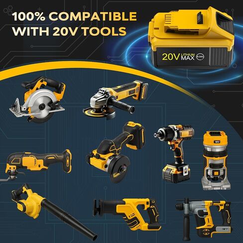 2 -pack 6.0AH 20V MAX LITHIUM -ion بطاريات DEWALT - استبدال DCB201 ، DCB200 ، DCB205 ، DCB206 ، DCB207 DEWALT بطارية - متوافقة مع أدوات البطارية DEWALT 20V MAX MAX in Saudi Arabia