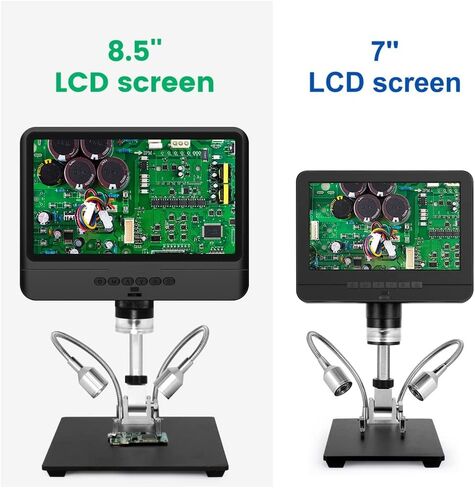 8.5 "مجهر رقمي LCD مع جهاز التحكم عن بعد سلكي ، تكبير 50 ​​× 1200X ، دقة 12 ميجابكسل ، حامل معدني ، مصابيح LED قابلة للتعديل ، لحام دائرة PCB العملة المعدنية in Saudi Arabia