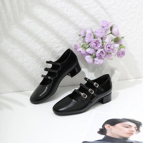 Mostrin Mary Jane Shoes Women Chunky Block Heels Round Toe Pumps for Women Buckle Strap Dance Shoes Wedding Party Dress Shoes in Kuwait