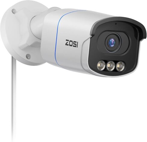 Zosi C186 4K ADD ON POE Security Camera ، Vision True Color Light Vision ، 8MP في الهواء الطلق CCTV ، AURORA LUM ، اكتشاف الشخص/المركبات ، الصوت ثنائي الاتجاه ، SPOTLIGHT SEREN (متوافق فقط على نفس العلامة التجارية 4K POE NVR) in Saudi Arabia