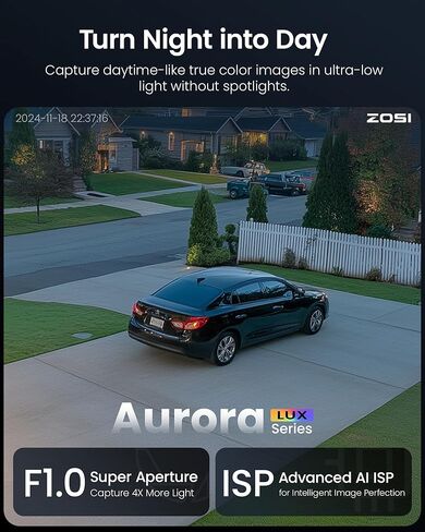 Zosi C186 4K ADD ON POE Security Camera ، Vision True Color Light Vision ، 8MP في الهواء الطلق CCTV ، AURORA LUM ، اكتشاف الشخص/المركبات ، الصوت ثنائي الاتجاه ، SPOTLIGHT SEREN (متوافق فقط على نفس العلامة التجارية 4K POE NVR) in Saudi Arabia