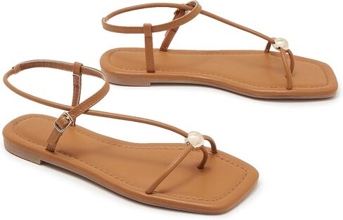 Strappy Flat Sandals for Women Open Square Toe Silver Ball Thong Sandal Summer Dressy Beach Flip Flop Slides in Kuwait
