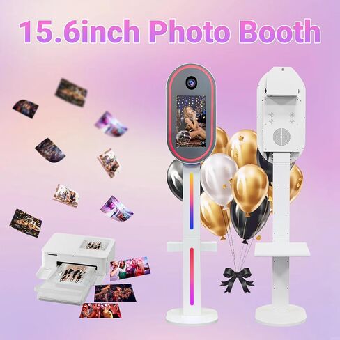 Magic Mirror Photo Booth مع الكاميرا والطابعة ، شاشة تعمل باللمس 15.6 بوصة ، كمبيوتر صغير مدمج ، حالة طيران ، التحكم عن بُعد-مثالي لحفلات الزفاف ، الحفلات والأحداث (أسود ، كاميرا+طابعة) in Kuwait