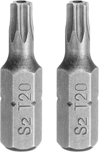 Harfington 2PCS T20 TORX SCEMDRIVER بت 1/4 "Hex Shank 25mm/1" S2 Steel Star 6 Point Hex Security Security Screw Bits مع ثقب للتأثير أدوات سائق برغي كهربائية ، رمادي ، رمادي in Kuwait