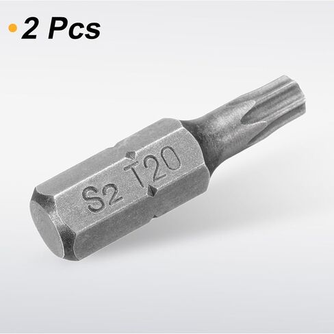 Harfington 2PCS T20 TORX SCEMDRIVER بت 1/4 "Hex Shank 25mm/1" S2 Steel Star 6 Point Hex Security Security Screw Bits مع ثقب للتأثير أدوات سائق برغي كهربائية ، رمادي ، رمادي in Kuwait