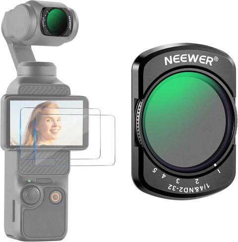 NEEWER 2 in 1 Variable ND 2-32 + Black Diffusion 1/4 Filter for Mist Cinematic Effect with Screen Protectors Accessories, Magnetic Filter Compatible with DJI Osmo Pocket 3 / Pocket 4 / Xtra Muse in Saudi Arabia