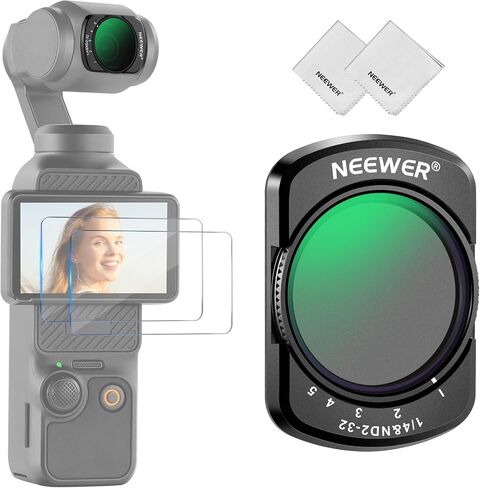 NEEWER Variable ND & Black Mist Diffusion 1/4 Filter Compatible with DJI Osmo Pocket 3 Creator Combo Accessories, ND2-32, 2 in 1 Magnetic Action Camera Filter with Screen Protectors & Cleaning Cloths in Saudi Arabia