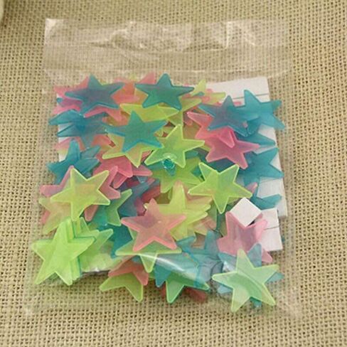 100 pcs توهج في ملصقات النجوم المظلمة - ديكور الفن البلاستيكي الملون للمنزل in Saudi Arabia