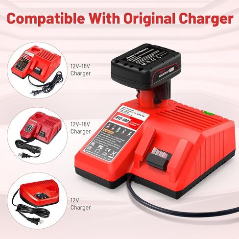 2 حزمة 6.0AH بطارية استبدال لميلووكي 12V بطارية متوافقة مع ميلووكي 12 فولت الأدوات اللاسلكية/سترة ساخنة 48-11-2401 48-11-2402 48-11-2440 48-11-2411 C12 B C12 BX in Kuwait
