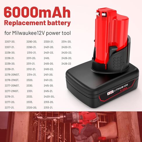 2 حزمة 6.0AH بطارية استبدال لميلووكي 12V بطارية متوافقة مع ميلووكي 12 فولت الأدوات اللاسلكية/سترة ساخنة 48-11-2401 48-11-2402 48-11-2440 48-11-2411 C12 B C12 BX in Kuwait