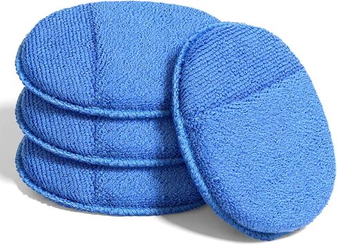 Microfiber Wax Applicator Pads, Ultra-Soft Microfiber Sponge Pads with Finger Pocket, Washable Reusable Polishing Buffing Pad for Car Cleaning, Polishing and Detailing (4 Pack, Blue) in Saudi Arabia
