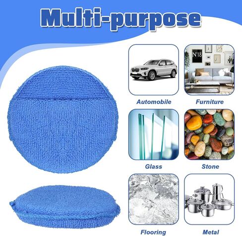 Microfiber Wax Applicator Pads, Ultra-Soft Microfiber Sponge Pads with Finger Pocket, Washable Reusable Polishing Buffing Pad for Car Cleaning, Polishing and Detailing (4 Pack, Blue) in Saudi Arabia
