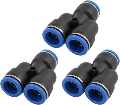 Uxcell® 3pcs 16mm dia y type 3 طرق للأنبوب هواء الهوائية الهوائية الدفع السريع في الموصل in Saudi Arabia