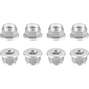 uxcell Nylon Insert Hex Lock Nuts, 10pcs - M3 x 0.5mm Aluminum Alloy Self-Locking Nut, Anodizing Flange Lock Nut for Fasteners (Silver) in Kuwait