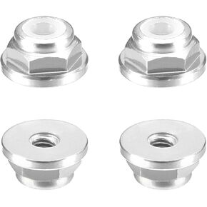 صواميل قفل سداسية من النايلون من uxcell، 10 قطع - M3 × 0.5 مم من سبائك الألومنيوم صامولة ذاتية القفل، صامولة قفل شفة أنودة للمثبتات (فضي) in Kuwait