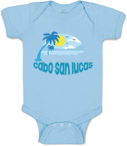 Cute Rascals Baby Bodysuit Cabo San Lucas Sunset Ocean Sea Life Boy & Girl Baby Clothes Funny Cotton Light Blue Design Only 6 Months in Saudi Arabia