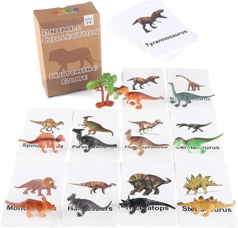 MEROCO Montessori Animal Match - Miniature Farm Animal Toy Figurines with Matching Cards Montessori Language Materials Preschool Learning Toy NEWT033 in Kuwait