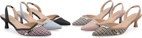 زلة المجلات النسائية على بغل Houndstooth كعب الكعب المغلقة مغلقة إصبع القدم المدببة Nellia مضخة مبطنة in Saudi Arabia