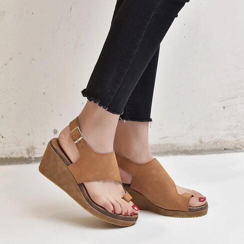 XWCG Womens Leather Leather Sandals Open Lace Up Platform Strap Summer Shoes Ring Toe Flip Flip Flops Flops Shoils Orthopedic Correction ، Leopard ، US11/EU43 in Kuwait