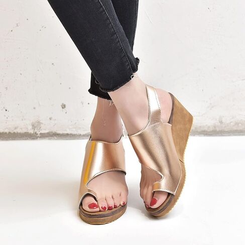 XWCG Womens Leather Leather Sandals Open Lace Up Platform Strap Summer Shoes Ring Toe Flip Flip Flops Flops Shoils Orthopedic Correction ، Leopard ، US11/EU43 in Kuwait