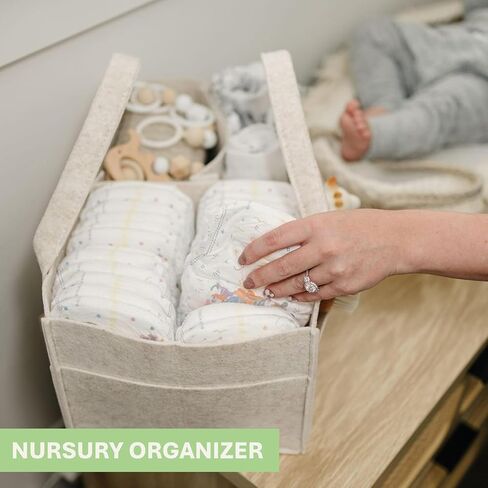 Alamaiis Baby Diaper Caddy ، سلة تخزين الحضانة لأساسيات الأطفال ، منظم السيارات والسفر للحفر ومناديل الأطفال ، هدية للاستحمام الطفل- يجب أن يكون الشوفان البيج in Saudi Arabia