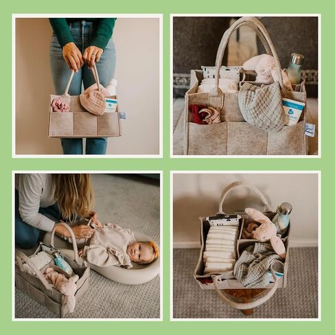 Alamaiis Baby Diaper Caddy ، سلة تخزين الحضانة لأساسيات الأطفال ، منظم السيارات والسفر للحفر ومناديل الأطفال ، هدية للاستحمام الطفل- يجب أن يكون الشوفان البيج in Saudi Arabia