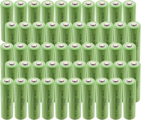 50-Pack 1.2V AA 2200mAh Rechargeable NIMH Button Top Battery for use with Cameras, camcorders, Mobile Phones in Saudi Arabia