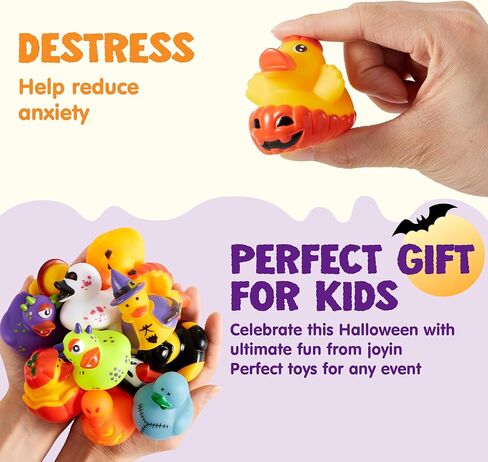 Joyin 24 PCS Halloween Ducks Bath Toys ، Halloween Rubbber Ducks Bulk for Party Favors ، Mini Duckies Baby Bathub Toys for Trick أو علاج حشو حقيبة Goodie ، جوائز الفصول الدراسية in Kuwait