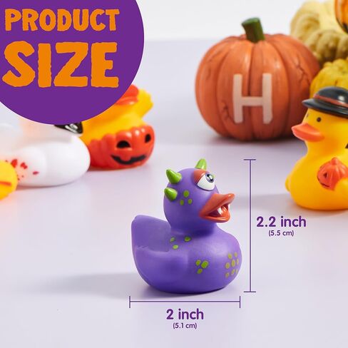Joyin 24 PCS Halloween Ducks Bath Toys ، Halloween Rubbber Ducks Bulk for Party Favors ، Mini Duckies Baby Bathub Toys for Trick أو علاج حشو حقيبة Goodie ، جوائز الفصول الدراسية in Kuwait