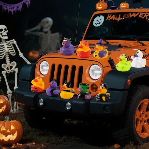 Joyin 24 PCS Halloween Ducks Bath Toys ، Halloween Rubbber Ducks Bulk for Party Favors ، Mini Duckies Baby Bathub Toys for Trick أو علاج حشو حقيبة Goodie ، جوائز الفصول الدراسية in Kuwait