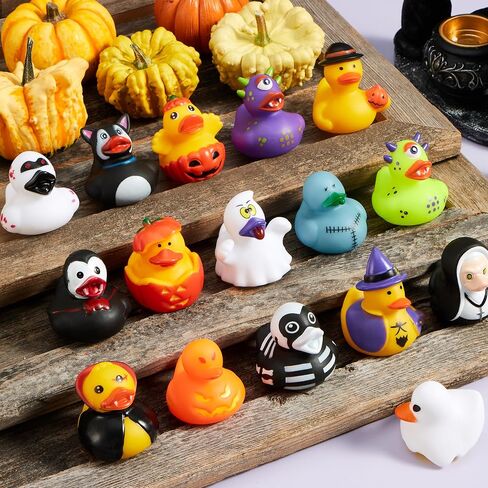 Joyin 24 PCS Halloween Ducks Bath Toys ، Halloween Rubbber Ducks Bulk for Party Favors ، Mini Duckies Baby Bathub Toys for Trick أو علاج حشو حقيبة Goodie ، جوائز الفصول الدراسية in Kuwait