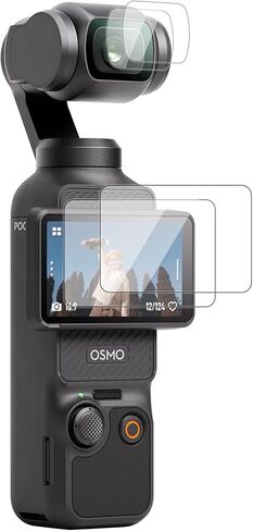 واقي 2 عدسة + 2 واقي شاشة LCD ، للاشتعال DJI Osmo Pocket 3 مع مجموعة تثبيت محاذاة تلقائية ، حماية ملء الشاشة ، واقي شاشة زجاجي مضاد 9H عاكسة 9H in Kuwait