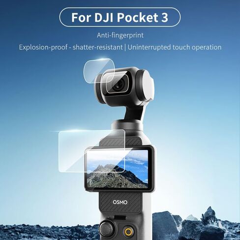 واقي 2 عدسة + 2 واقي شاشة LCD ، للاشتعال DJI Osmo Pocket 3 مع مجموعة تثبيت محاذاة تلقائية ، حماية ملء الشاشة ، واقي شاشة زجاجي مضاد 9H عاكسة 9H in Kuwait