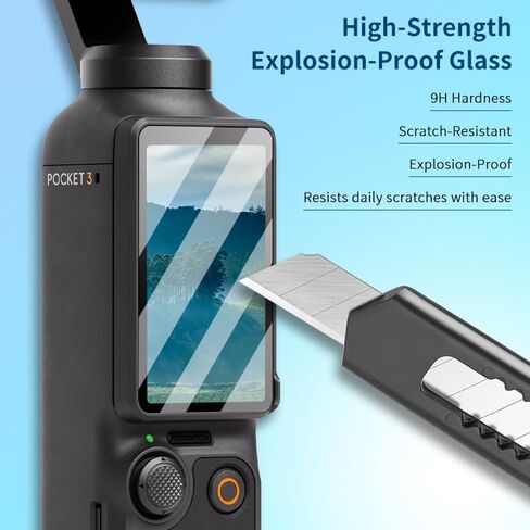 واقي 2 عدسة + 2 واقي شاشة LCD ، للاشتعال DJI Osmo Pocket 3 مع مجموعة تثبيت محاذاة تلقائية ، حماية ملء الشاشة ، واقي شاشة زجاجي مضاد 9H عاكسة 9H in Kuwait