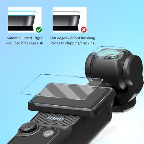 واقي 2 عدسة + 2 واقي شاشة LCD ، للاشتعال DJI Osmo Pocket 3 مع مجموعة تثبيت محاذاة تلقائية ، حماية ملء الشاشة ، واقي شاشة زجاجي مضاد 9H عاكسة 9H in Kuwait