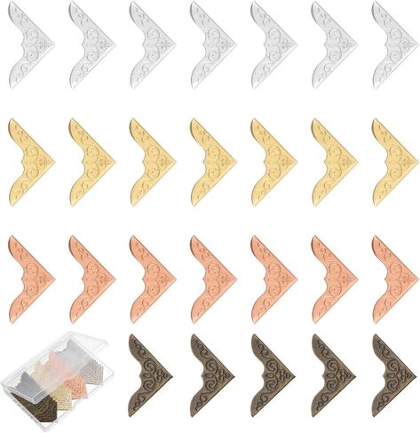 ElevateTech 80PCS Metal Book Corners, Metal Book Corner Protectors Vintage BookCorner Small Iron Corner Protectors 4 Colors for Scrapbook, Photo Album, Diary Covers, Menu File Folder in Saudi Arabia