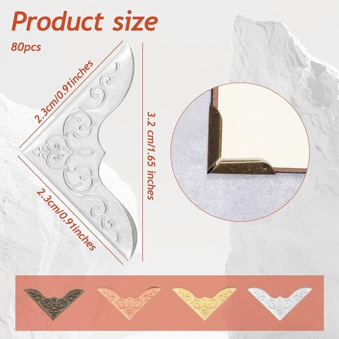 ElevateTech 80PCS Metal Book Corners, Metal Book Corner Protectors Vintage BookCorner Small Iron Corner Protectors 4 Colors for Scrapbook, Photo Album, Diary Covers, Menu File Folder in Saudi Arabia