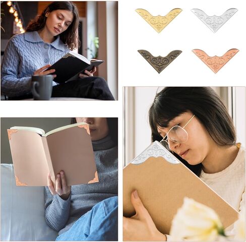 ElevateTech 80PCS Metal Book Corners, Metal Book Corner Protectors Vintage BookCorner Small Iron Corner Protectors 4 Colors for Scrapbook, Photo Album, Diary Covers, Menu File Folder in Saudi Arabia