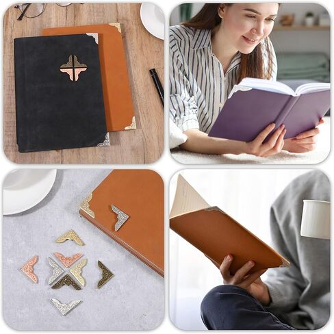 ElevateTech 80PCS Metal Book Corners, Metal Book Corner Protectors Vintage BookCorner Small Iron Corner Protectors 4 Colors for Scrapbook, Photo Album, Diary Covers, Menu File Folder in Saudi Arabia