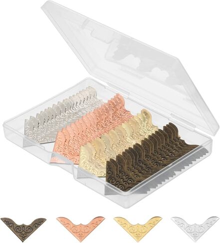 ElevateTech 80PCS Metal Book Corners, Metal Book Corner Protectors Vintage BookCorner Small Iron Corner Protectors 4 Colors for Scrapbook, Photo Album, Diary Covers, Menu File Folder in Saudi Arabia