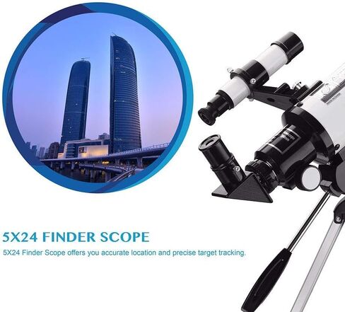 تلسكوب للأطفال البالغين مبتدئين 70 مم فتحة BAK4 PRISM FMC عدسة الانكسار الفلكية 400 مم من تلسكوب الفلك لعلم الفلك مع جبل الهاتف الذكي وأسلاك ترايبود وسلك الكاميرا in Saudi Arabia