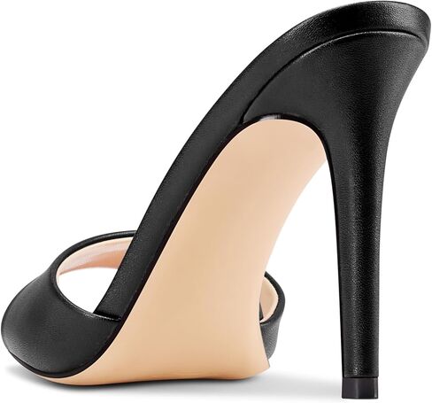 Castamere Women's Heeled Mules Round Peep Toe High Heels Slip On Backless Sandals Party Dress Shoes 3.9 Inches Heels in Saudi Arabia